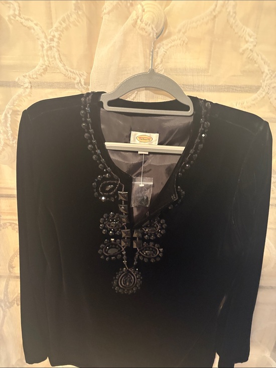 Talbots Tops - Talbots Black Embellished V-Neck Dress Top